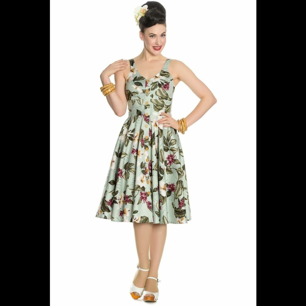NWT Hell Bunny Tahiti Hibiscus Dress SMALL